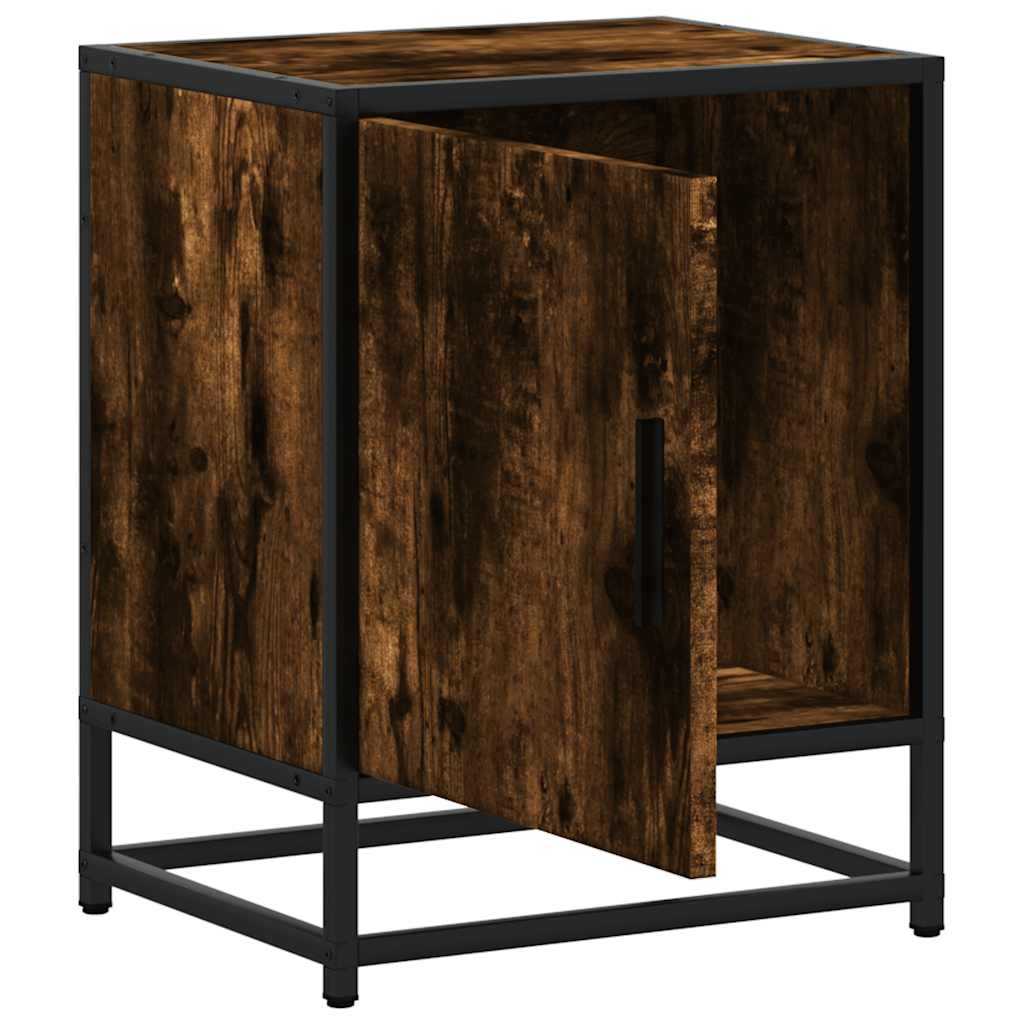 vidaXL Nachttisch Räuchereiche 40x31x50 cm Holzwerkstoff und Metall