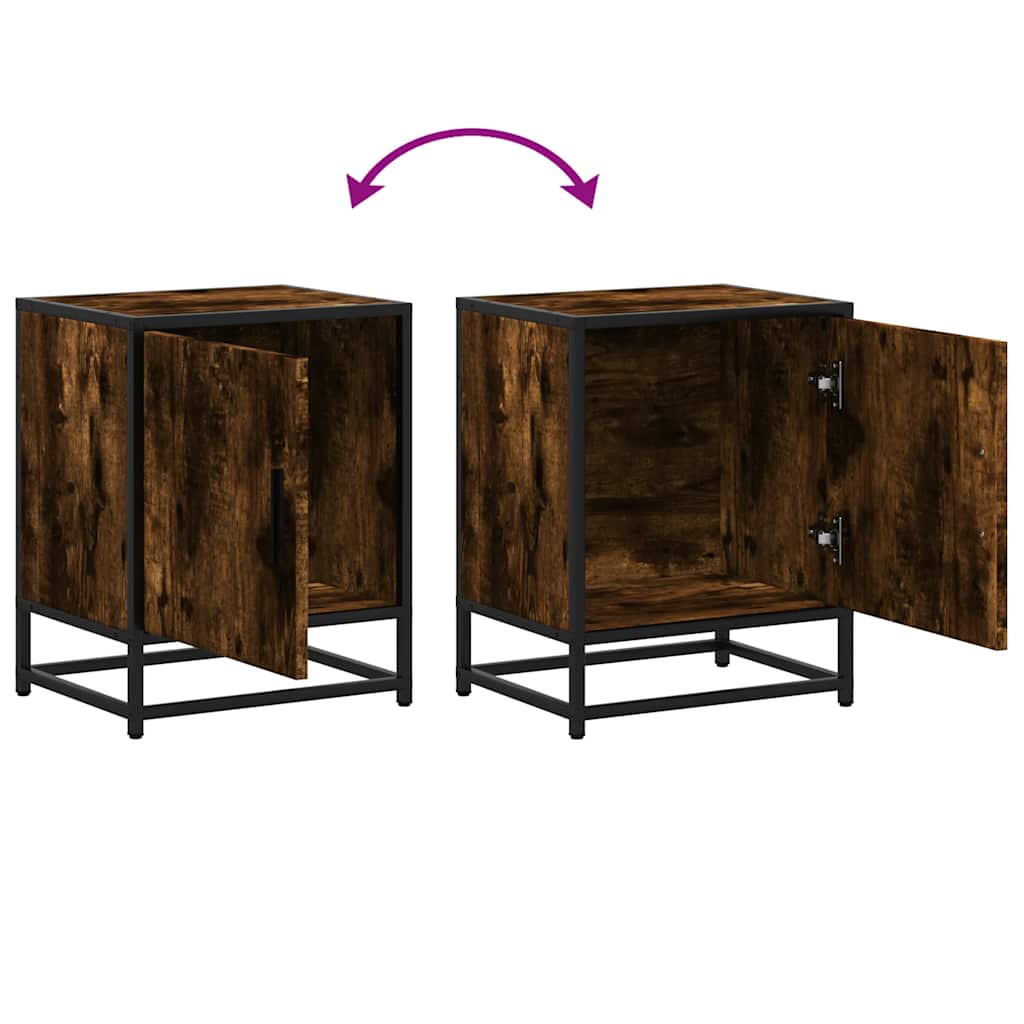 vidaXL Nachttisch Räuchereiche 40x31x50 cm Holzwerkstoff und Metall