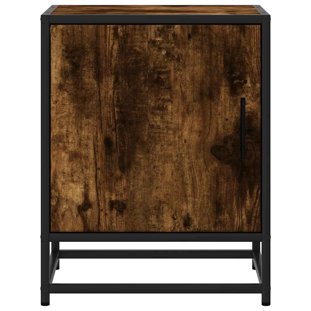vidaXL Nachttische 2 Stk. Räuchereiche 40x31x50cm Holzwerkstoff Metall