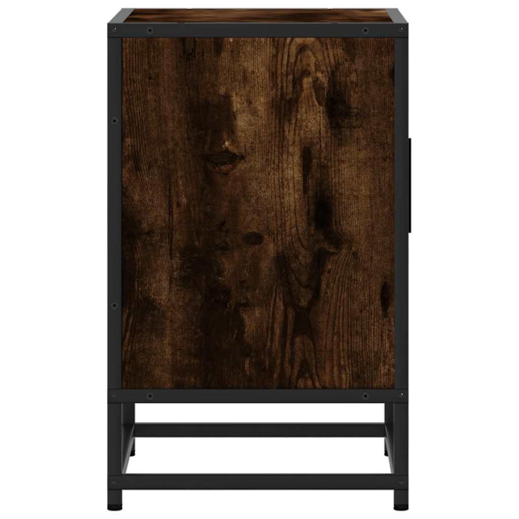 vidaXL Nachttische 2 Stk. Räuchereiche 40x31x50cm Holzwerkstoff Metall