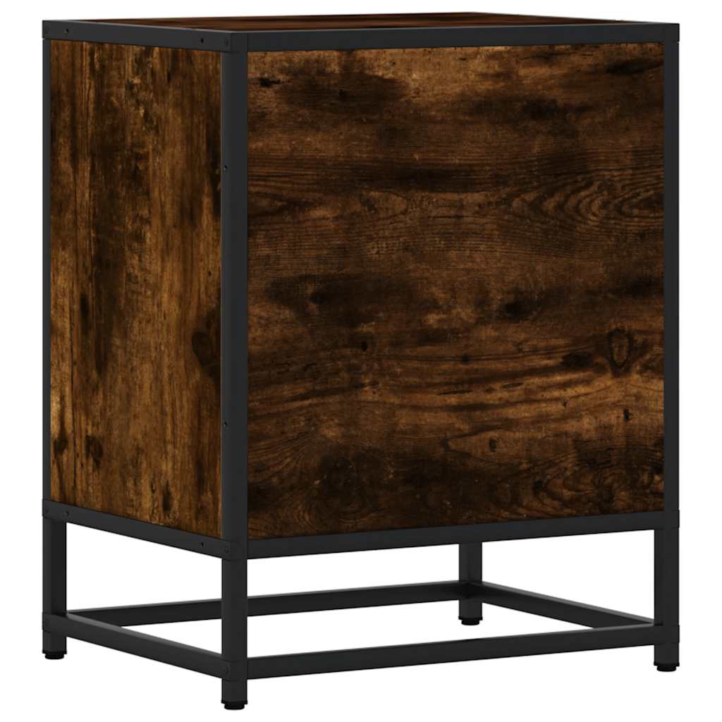 vidaXL Nachttische 2 Stk. Räuchereiche 40x31x50cm Holzwerkstoff Metall