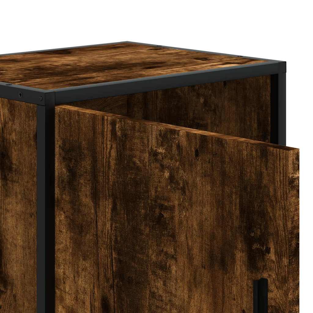 vidaXL Nachttische 2 Stk. Räuchereiche 40x31x50cm Holzwerkstoff Metall