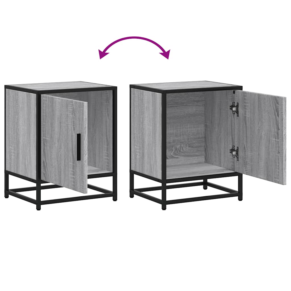 vidaXL Nachttisch Grau Sonoma 40x31x50 cm Holzwerkstoff und Metall