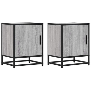 vidaXL Nachttische 2 Stk. Grau Sonoma 40x31x50 cm Holzwerkstoff Metall