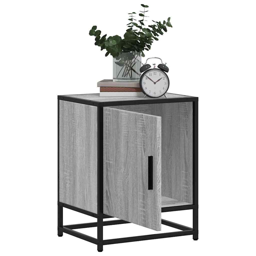 vidaXL Nachttische 2 Stk. Grau Sonoma 40x31x50 cm Holzwerkstoff Metall