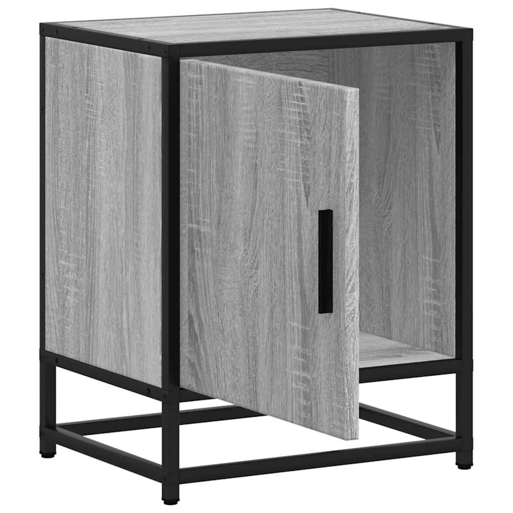 vidaXL Nachttische 2 Stk. Grau Sonoma 40x31x50 cm Holzwerkstoff Metall