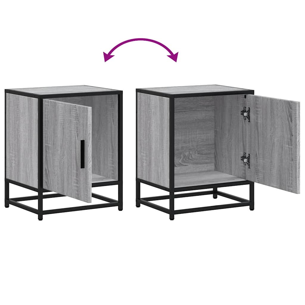vidaXL Nachttische 2 Stk. Grau Sonoma 40x31x50 cm Holzwerkstoff Metall