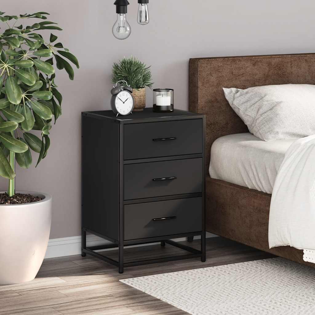 vidaXL Nachttisch Schwarz 40x34,5x60 cm Holzwerkstoff und Metall