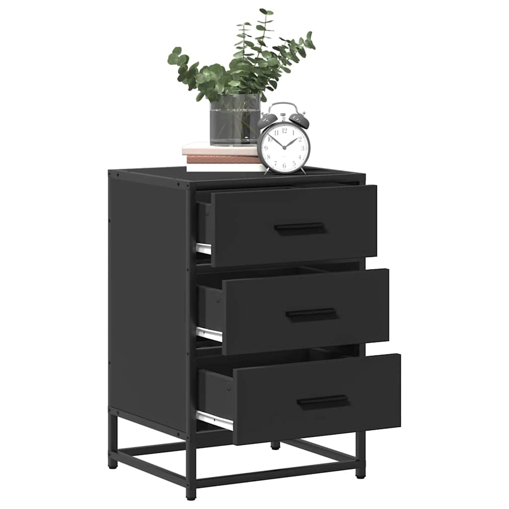 vidaXL Nachttisch Schwarz 40x34,5x60 cm Holzwerkstoff und Metall
