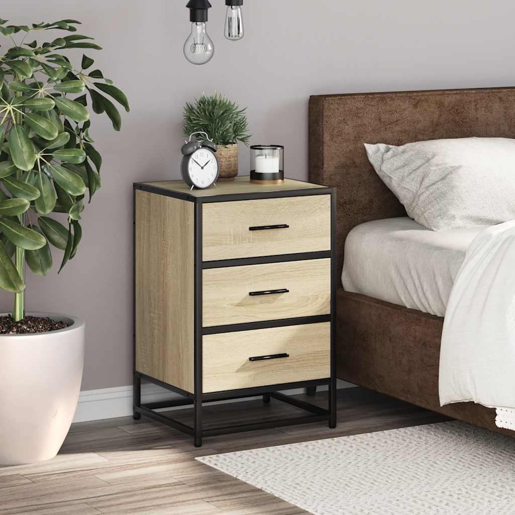 vidaXL Nachttisch Sonoma-Eiche 40x34,5x60 cm Holzwerkstoff und Metall