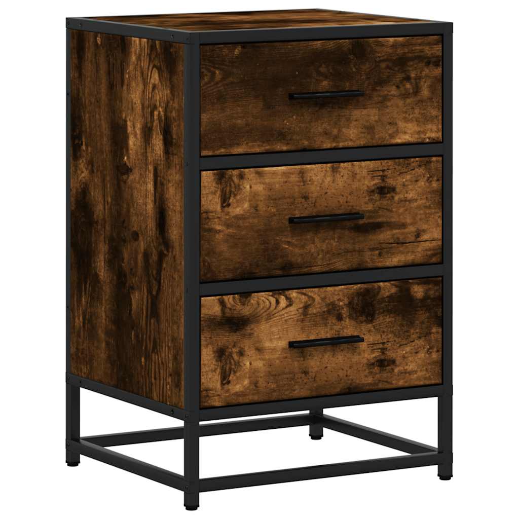 vidaXL Nachttisch Räuchereiche 40x34,5x60 cm Holzwerkstoff und Metall