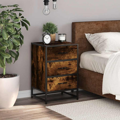 vidaXL Nachttisch Räuchereiche 40x34,5x60 cm Holzwerkstoff und Metall