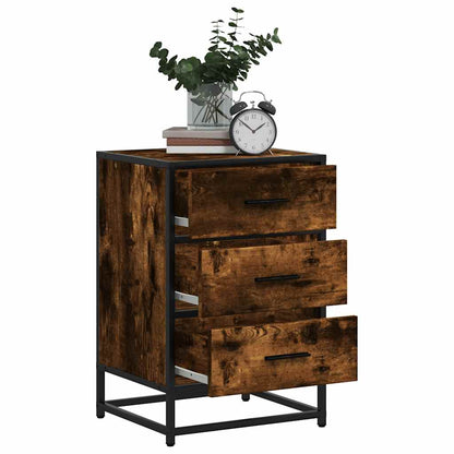 vidaXL Nachttisch Räuchereiche 40x34,5x60 cm Holzwerkstoff und Metall