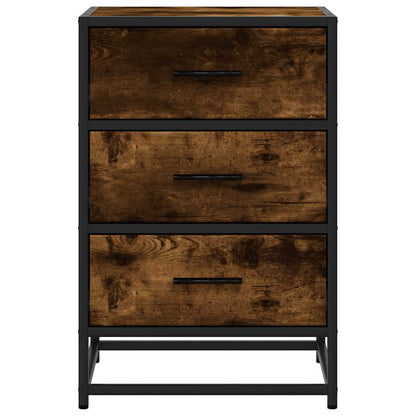 vidaXL Nachttisch Räuchereiche 40x34,5x60 cm Holzwerkstoff und Metall
