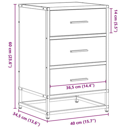 vidaXL Nachttisch Räuchereiche 40x34,5x60 cm Holzwerkstoff und Metall