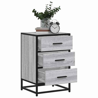 vidaXL Nachttisch Grau Sonoma 40x34,5x60 cm Holzwerkstoff und Metall