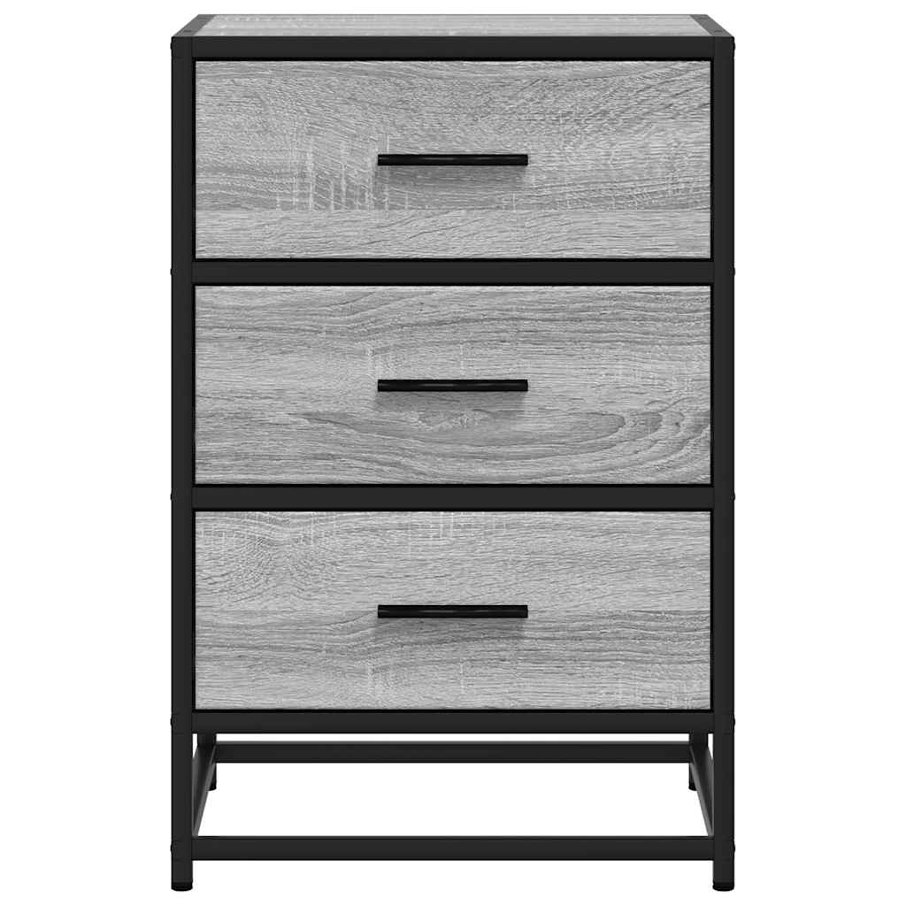 vidaXL Nachttisch Grau Sonoma 40x34,5x60 cm Holzwerkstoff und Metall