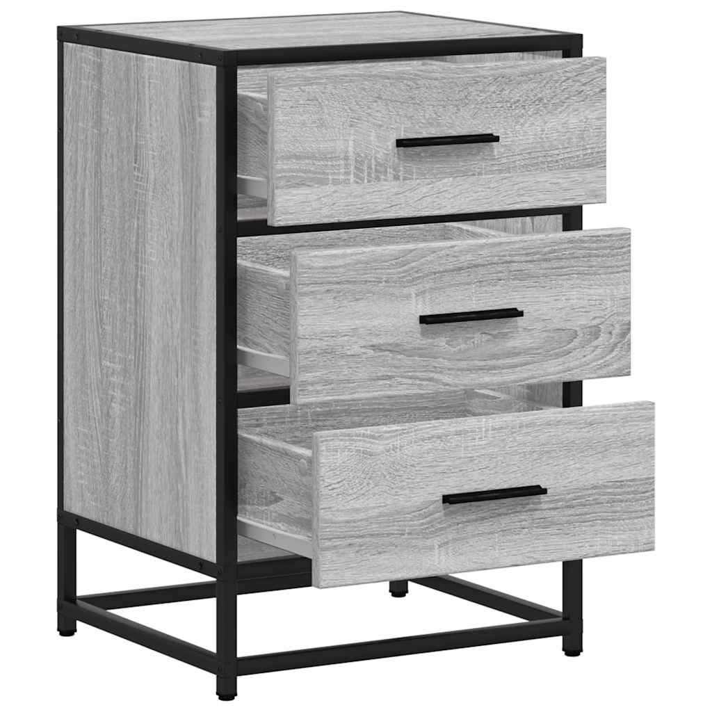 vidaXL Nachttisch Grau Sonoma 40x34,5x60 cm Holzwerkstoff und Metall