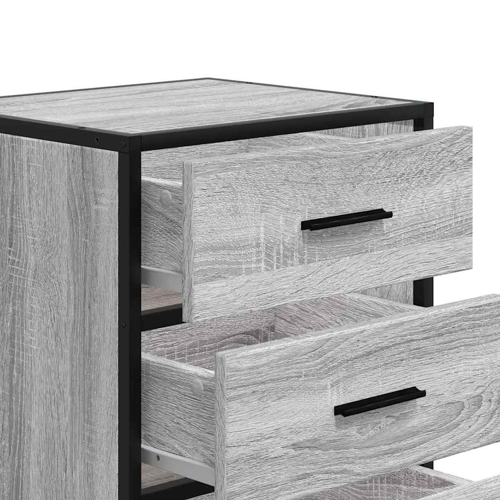 vidaXL Nachttisch Grau Sonoma 40x34,5x60 cm Holzwerkstoff und Metall