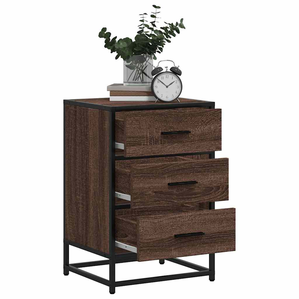 vidaXL Nachttisch Braun Eichen-Optik 40x34,5x60cm Holzwerkstoff Metall