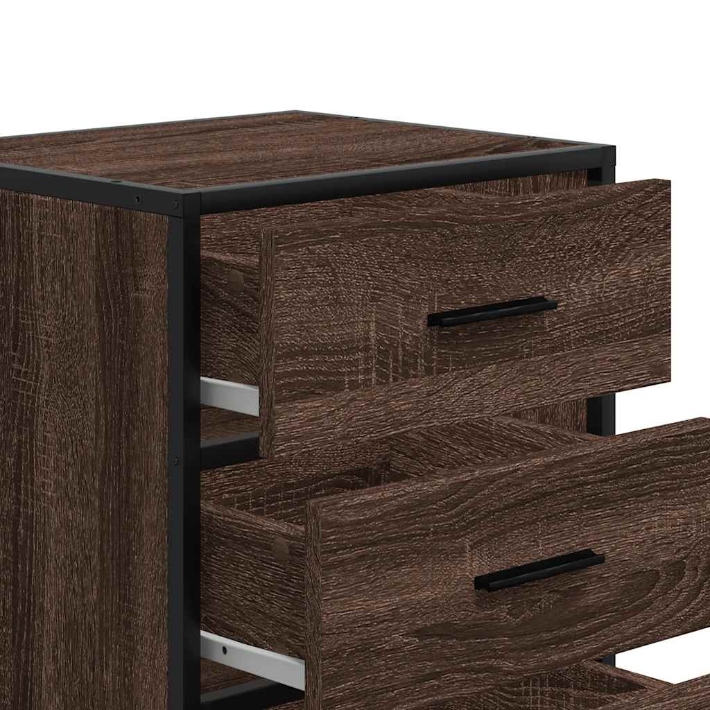 vidaXL Nachttisch Braun Eichen-Optik 40x34,5x60cm Holzwerkstoff Metall