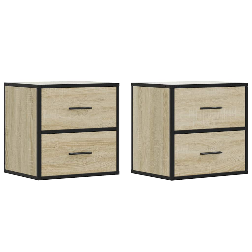 vidaXL Wand-Nachttische 2 Stk. Sonoma-Eiche 40x31x39,5 cm