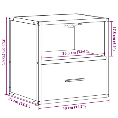 vidaXL Wand-Nachttisch Sonoma-Eiche 40x31x39,5 cm