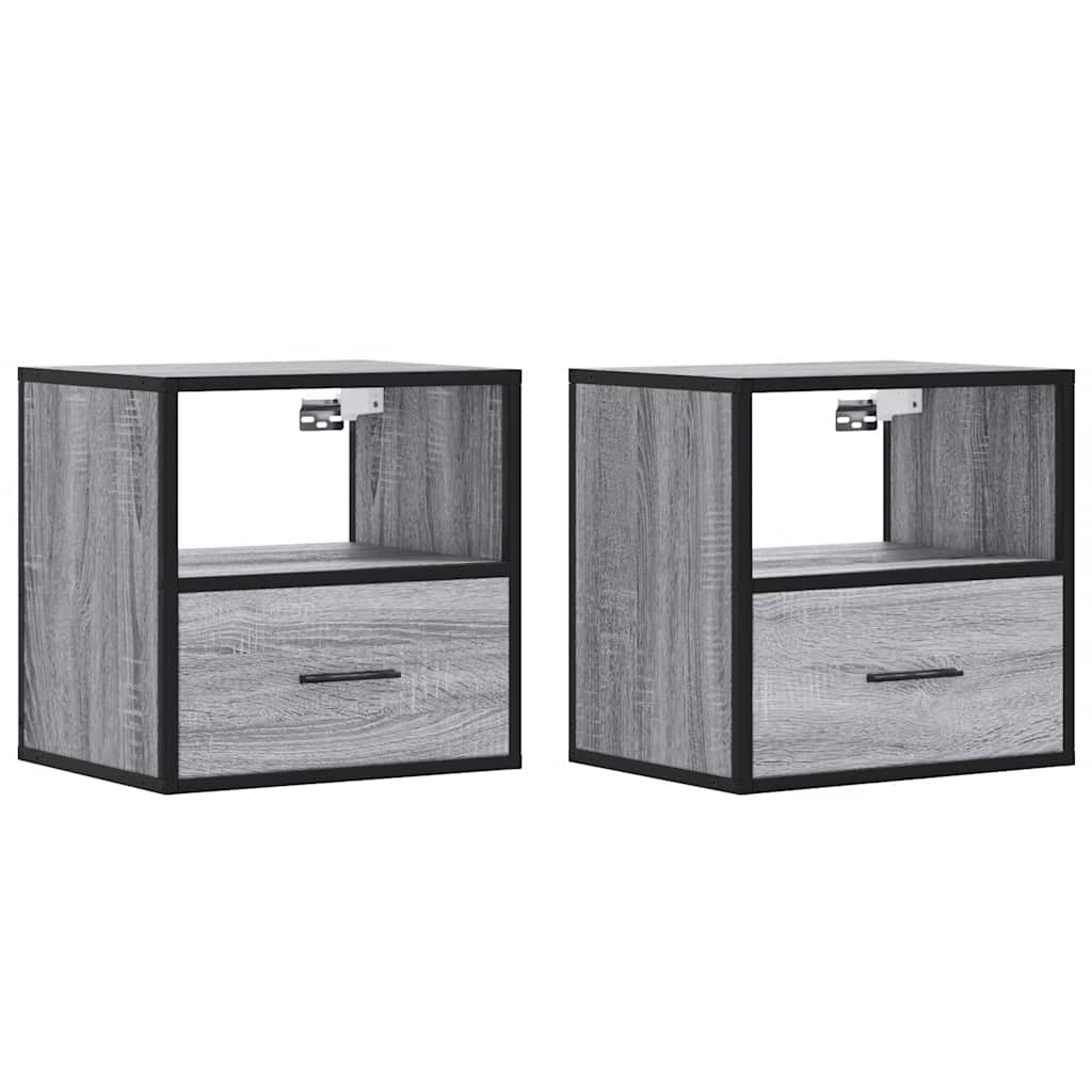 vidaXL Wand-Nachttische 2 Stk. Grau Sonoma 40x31x39,5 cm