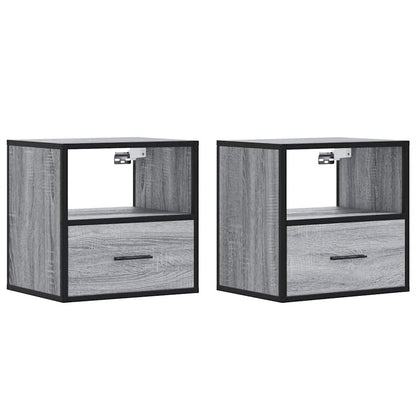vidaXL Wand-Nachttische 2 Stk. Grau Sonoma 40x31x39,5 cm