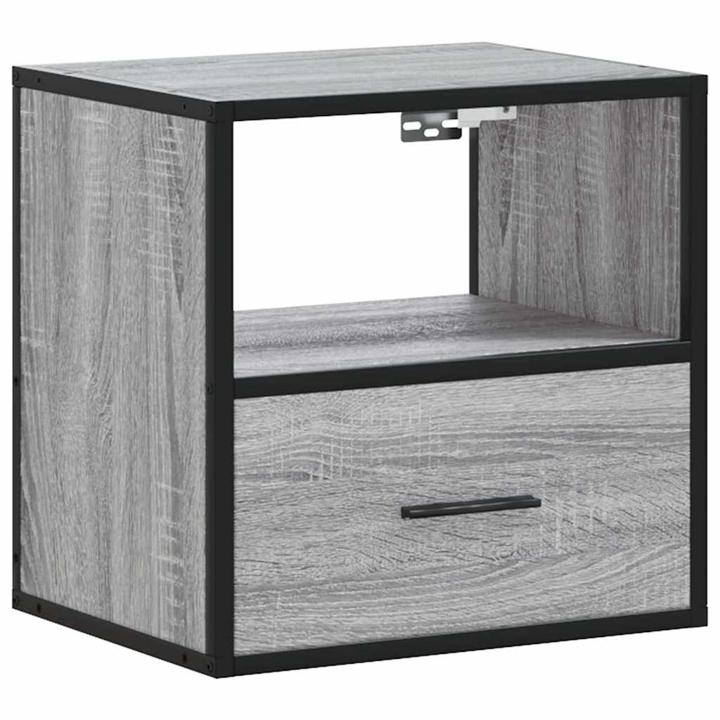 vidaXL Wand-Nachttische 2 Stk. Grau Sonoma 40x31x39,5 cm