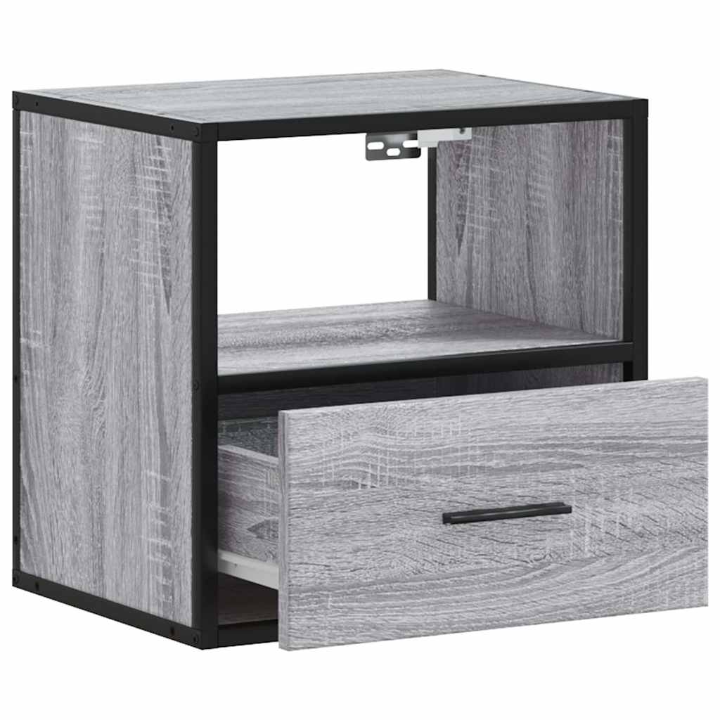 vidaXL Wand-Nachttische 2 Stk. Grau Sonoma 40x31x39,5 cm
