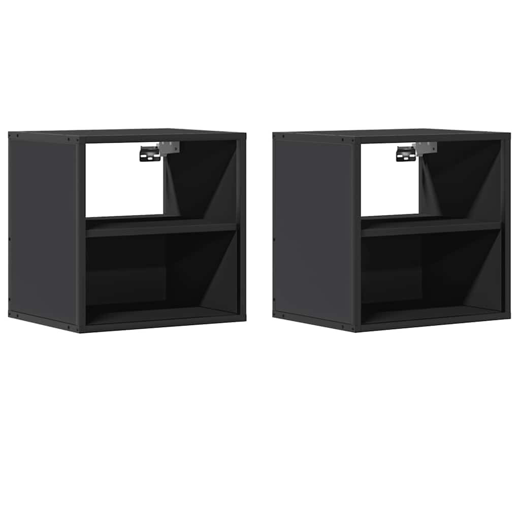 vidaXL Wand-Nachttische 2 Stk. Schwarz 40x31x39,5 cm