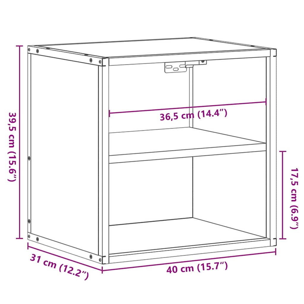 vidaXL Wand-Nachttisch Sonoma-Eiche 40x31x39,5 cm