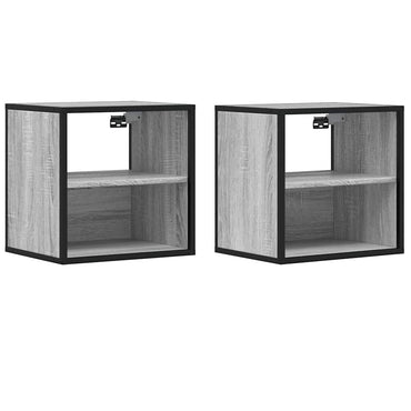 vidaXL Wand-Nachttische 2 Stk. Grau Sonoma 40x31x39,5 cm