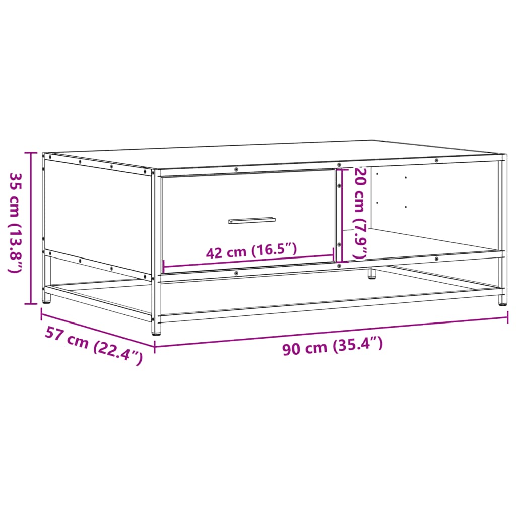 vidaXL Table basse noire 90x57x35 cm Aggloméré et métal