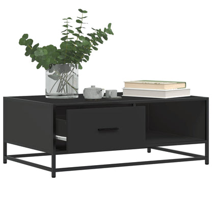 vidaXL Table basse noire 90x57x35 cm Aggloméré et métal