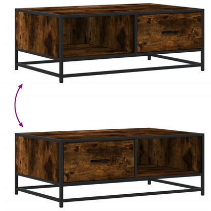 vidaXL Table basse chêne fumé 90x57x35 cm bois d'ingénierie et métal