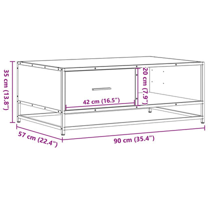 vidaXL Couchtisch Grau Sonoma 90x57x35 cm Holzwerkstoff und Metall