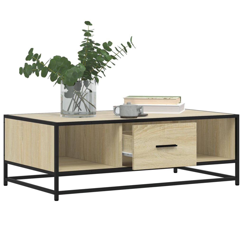 vidaXL Table basse chêne Sonoma 100x57x35 cm bois d'ingénierie et métal