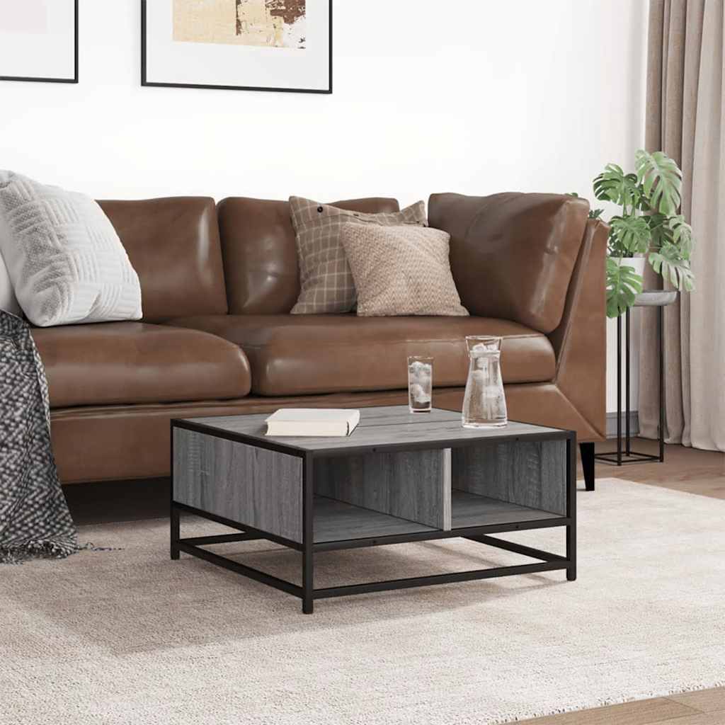 vidaXL Couchtisch Grau Sonoma 60,5x60,5x30 cm Holzwerkstoff und Metall