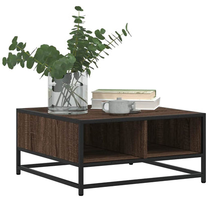vidaXL Table basse Chêne brun 60,5x60,5x30 cm Bois d'ingénierie et métal
