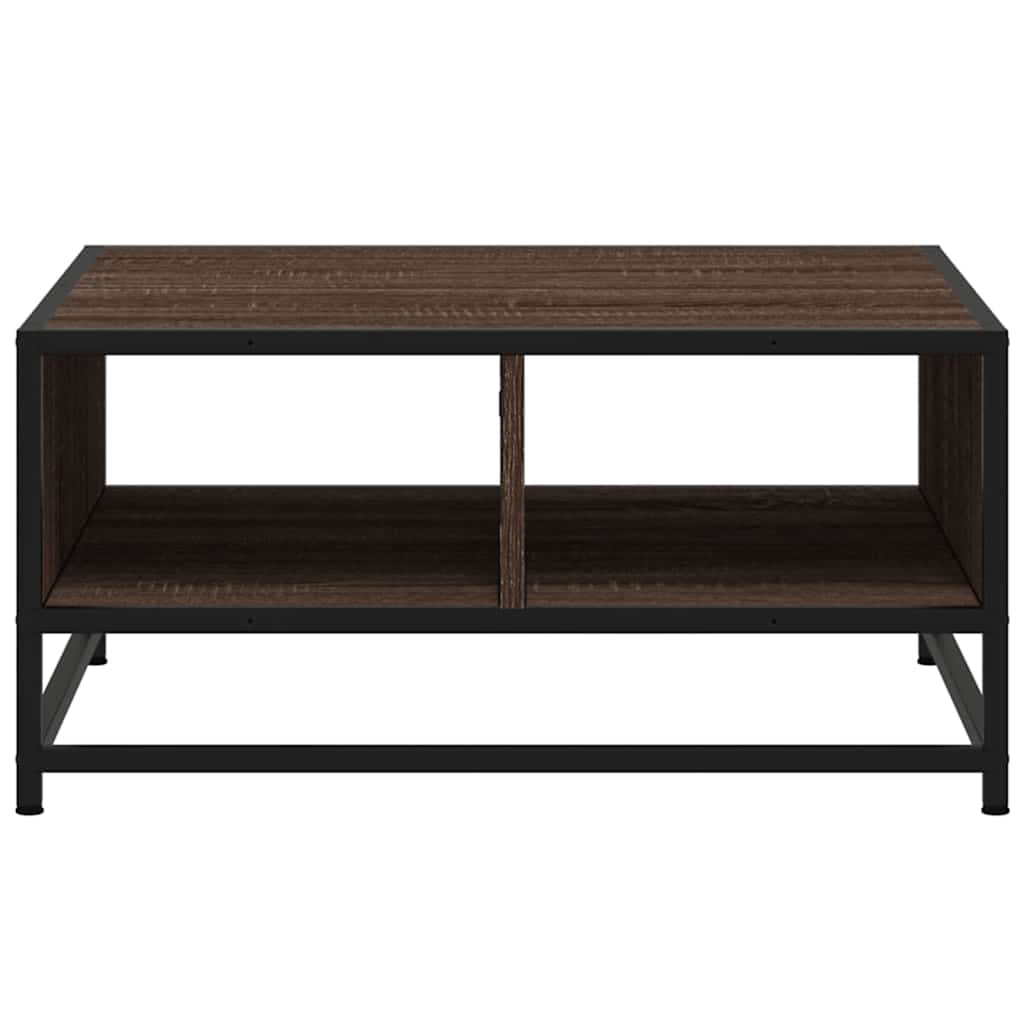 vidaXL Table basse Chêne brun 60,5x60,5x30 cm Bois d'ingénierie et métal