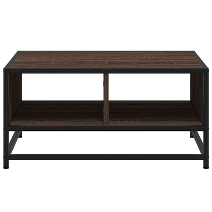 vidaXL Table basse Chêne brun 60,5x60,5x30 cm Bois d'ingénierie et métal