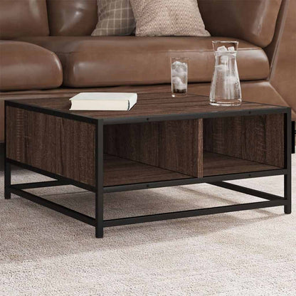 vidaXL Table basse Chêne brun 60,5x60,5x30 cm Bois d'ingénierie et métal