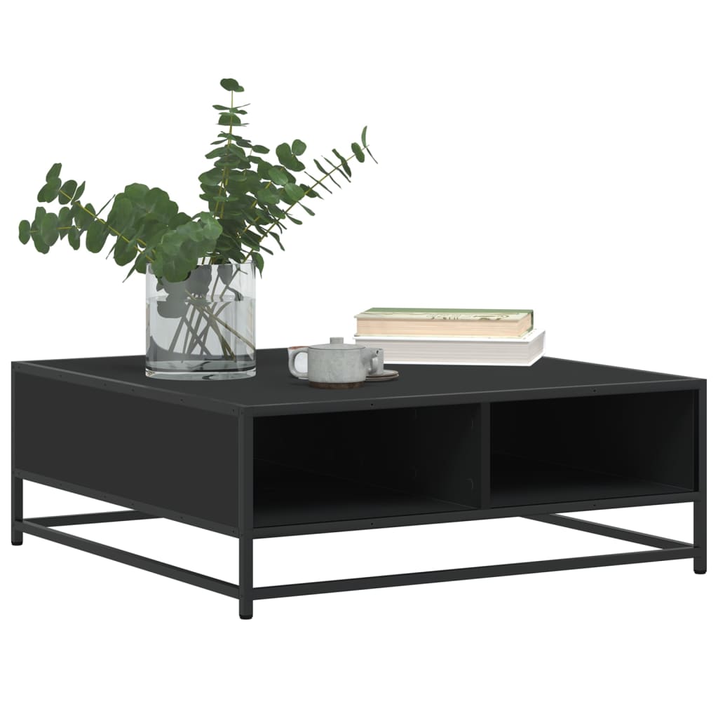 vidaXL Table basse noire 80x80x30 cm en bois d'ingénierie et métal