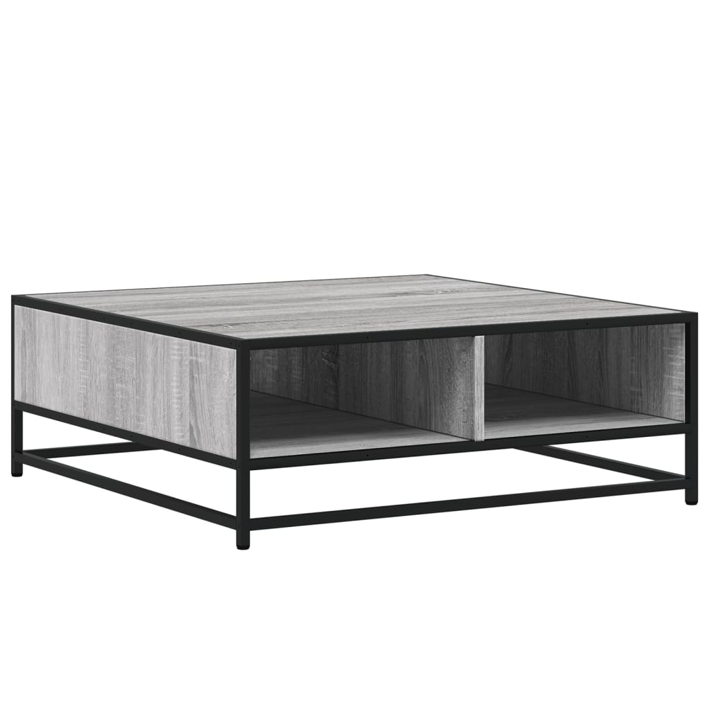 vidaXL Table basse grise aspect chêne sonoma 80x80x30 cm en bois d'ingénierie et métal