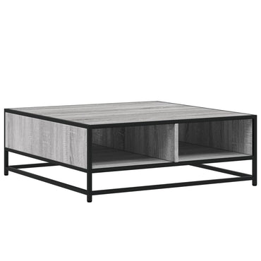 vidaXL Table basse grise aspect chêne sonoma 80x80x30 cm en bois d'ingénierie et métal