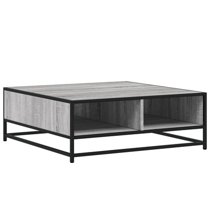 vidaXL Table basse grise aspect chêne sonoma 80x80x30 cm en bois d'ingénierie et métal