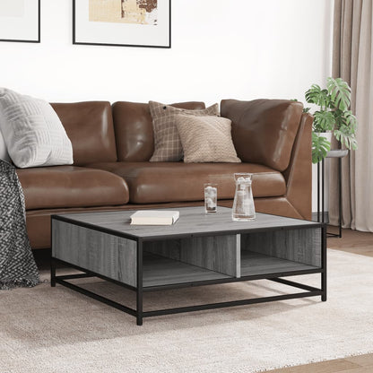 vidaXL Table basse grise aspect chêne sonoma 80x80x30 cm en bois d'ingénierie et métal
