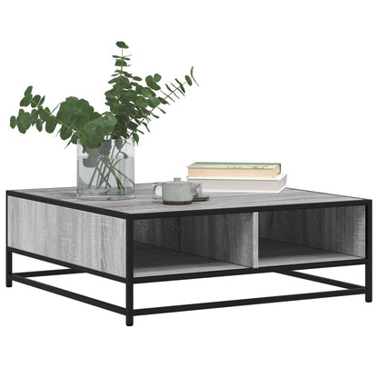 vidaXL Table basse grise aspect chêne sonoma 80x80x30 cm en bois d'ingénierie et métal